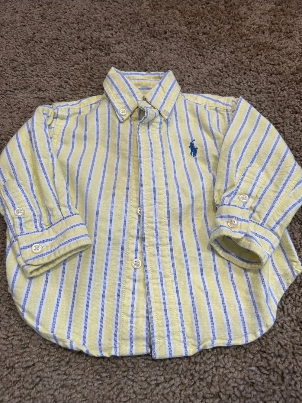 Ralph Lauren Kids Blue Knit Pullover with Green & Yellow Button-Downs